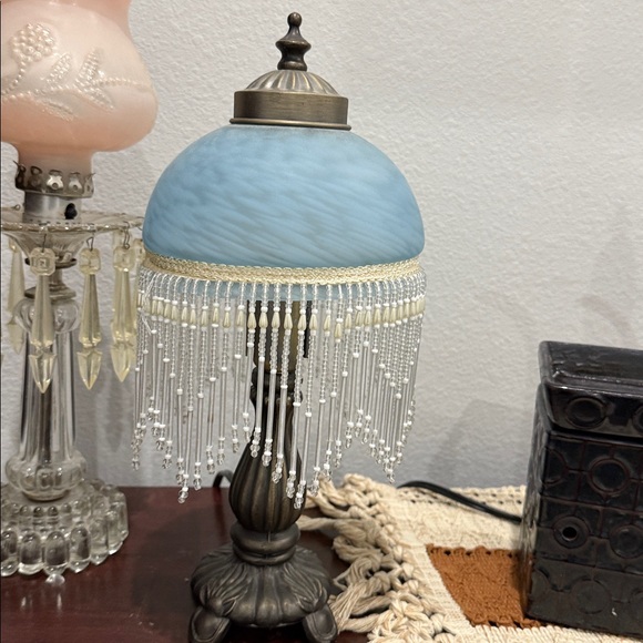 Vintage Blue Beaded Table Lamp - Picture 1 of 1
